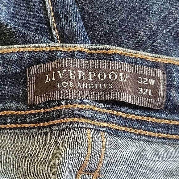 $119 NEW LIVERPOOL Kingston Modern Straight Leg INDIGO Cool Max Jeans 32 NWT - Picture 2 of 11